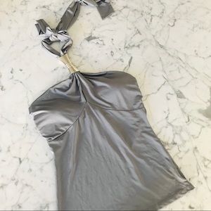 NEW Grey Halter Top with Silver Detail